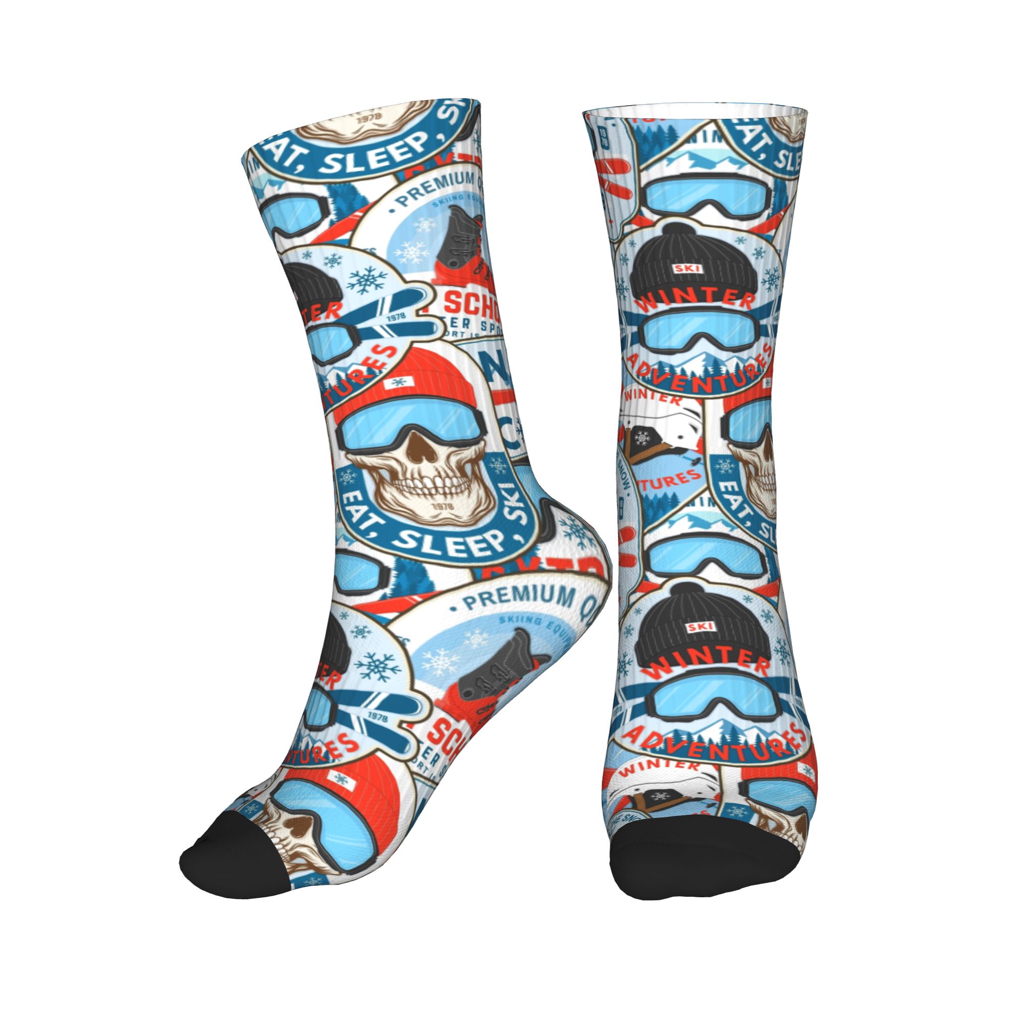 Vintage Fashion Dresses - Chaussettes vintage rouges et bleues à