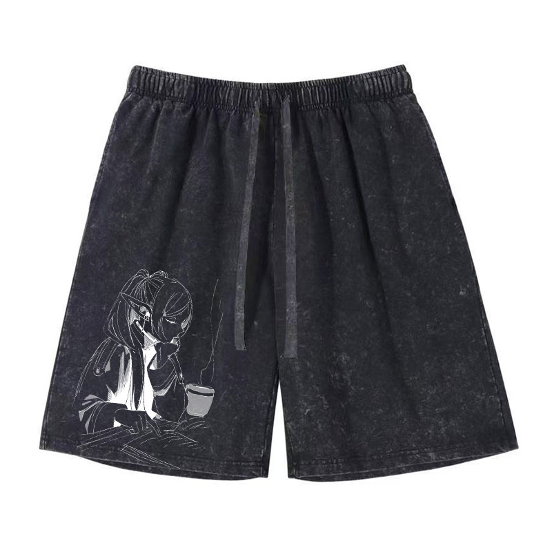 Vintage Fashion Model - Anime Frieren Shorts Vintage lavé Manga