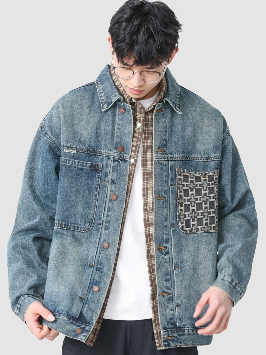 Vintage Fashion Hong Kong - Veste en jean à poches brodées