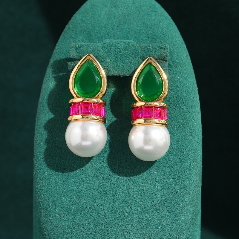 Vintage Fashion Jewelry Brands - Boucles d'oreilles Vintage en verre vert