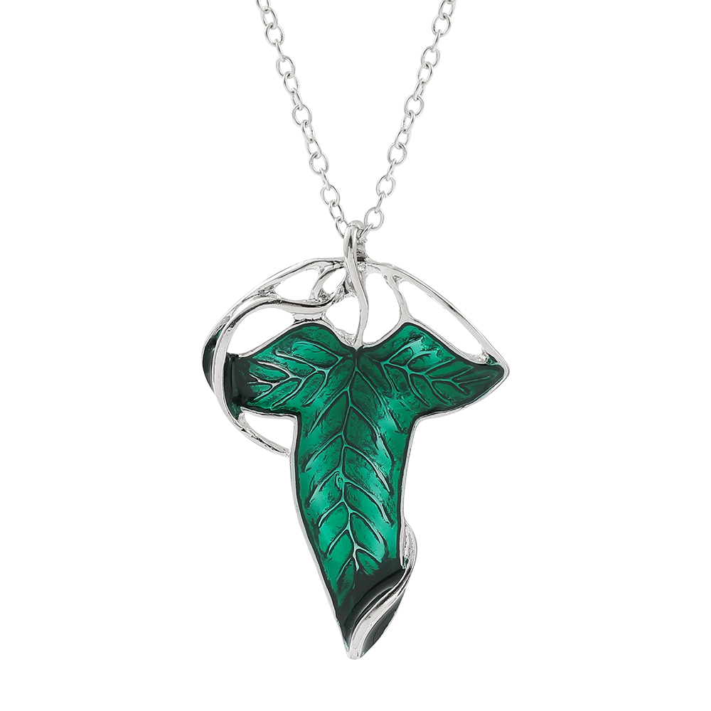 Vintage Fashion Model - Collier pendentif feuille verte vintage, bijou