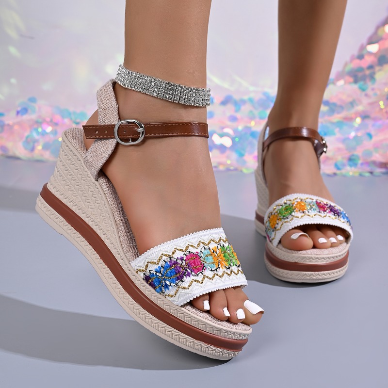 Vintage Fashion Style - Mules à talons tressées style bohème