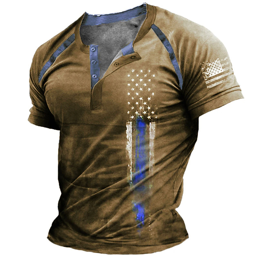 Vintage Fashion Style - T-shirt décontracté pour homme à col