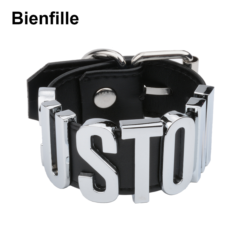 Vintage Fashion Names - Bracelet de poignet en cuir PU