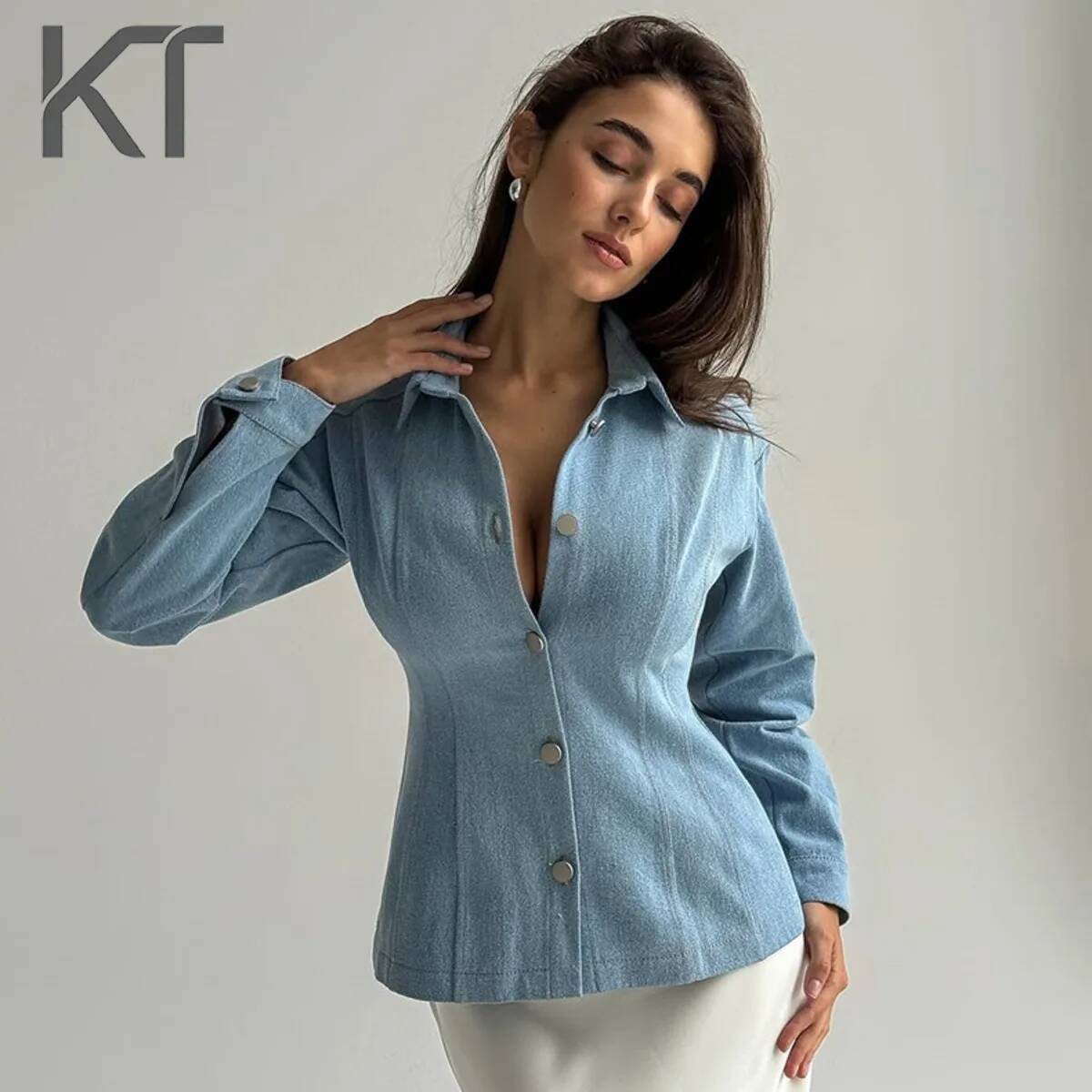 Vintage Women Fashion - Chemise en jean vintage cintrée KT