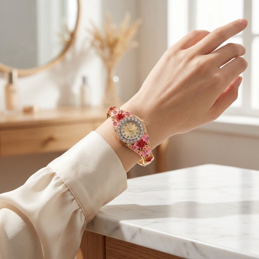Vintage Fashion Week - Montre vintage riche en fleurs, bracelet