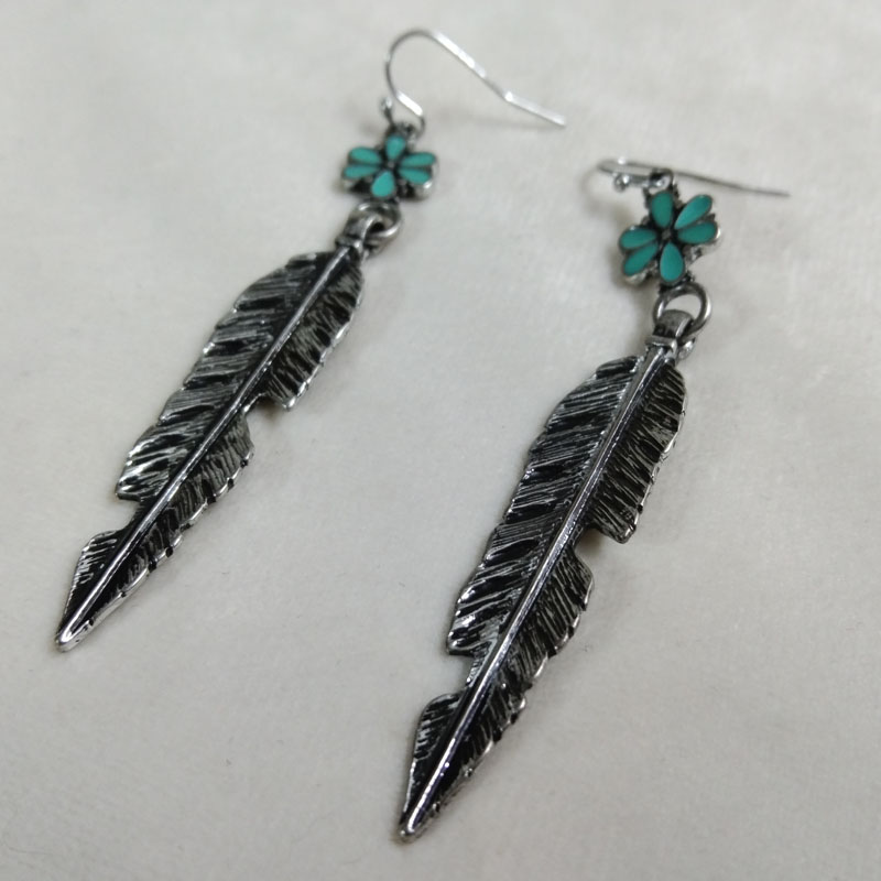 Vintage Fashion Jewelry Brands - Boucles d'oreilles antiques en plumes d'argent,