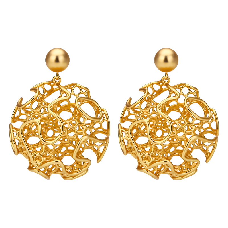 Vintage Fashion Websites - IVOG-Boucles d'oreilles rondes plaquées or 18