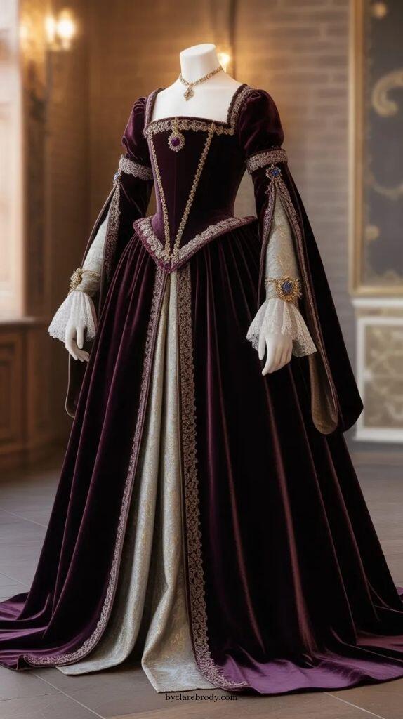 Vintage Fashion Dresses - Vintage duchesse violet robe de bal