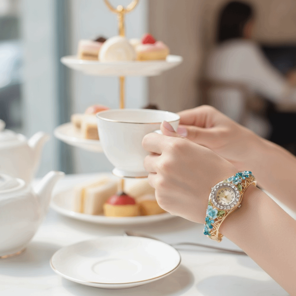 Vintage Fashion Week - Montre vintage riche en fleurs, bracelet