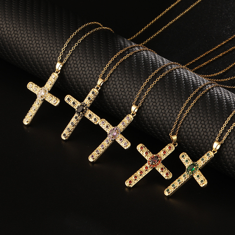Vintage Fashion Newtown - Zunderes-Collier pendentif croix en acier inoxydable,