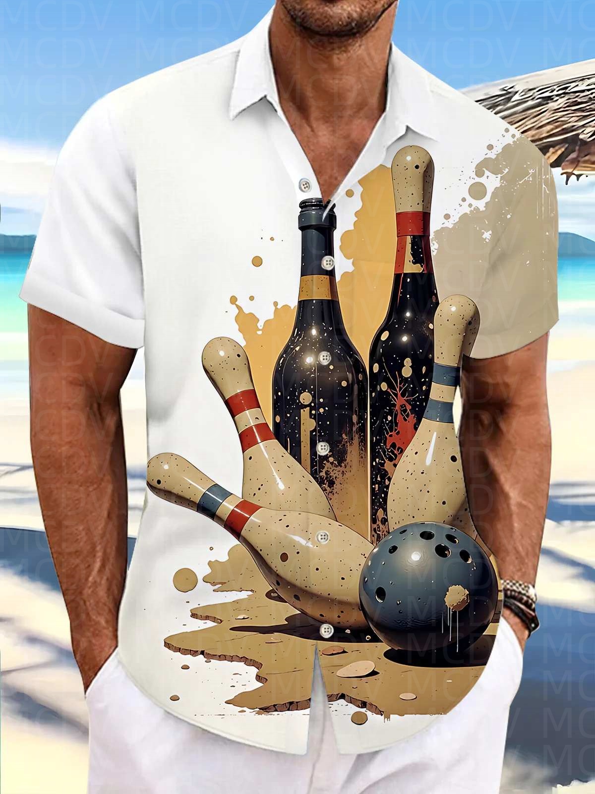 Bowling Shirt Camp - Chemise Hawaïenne Homme à Motif Bowling,