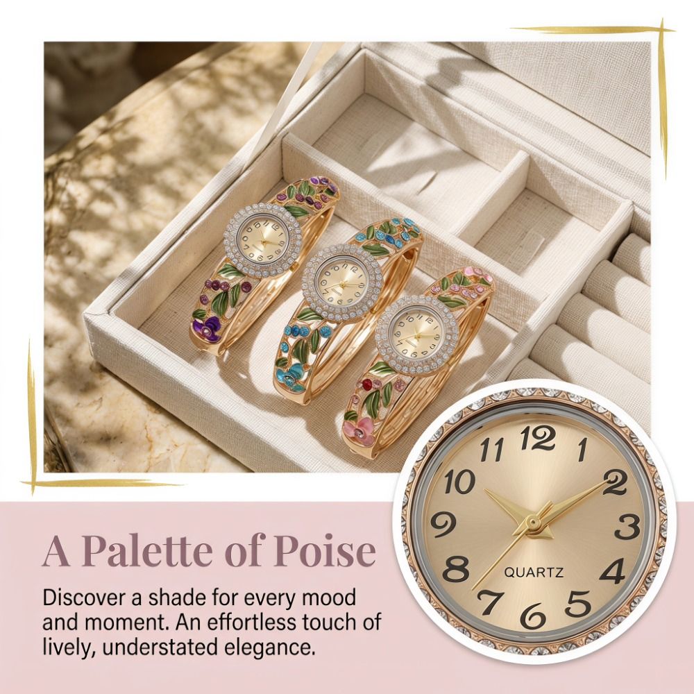 Vintage Fashion Week - Montre vintage riche en fleurs, cadran