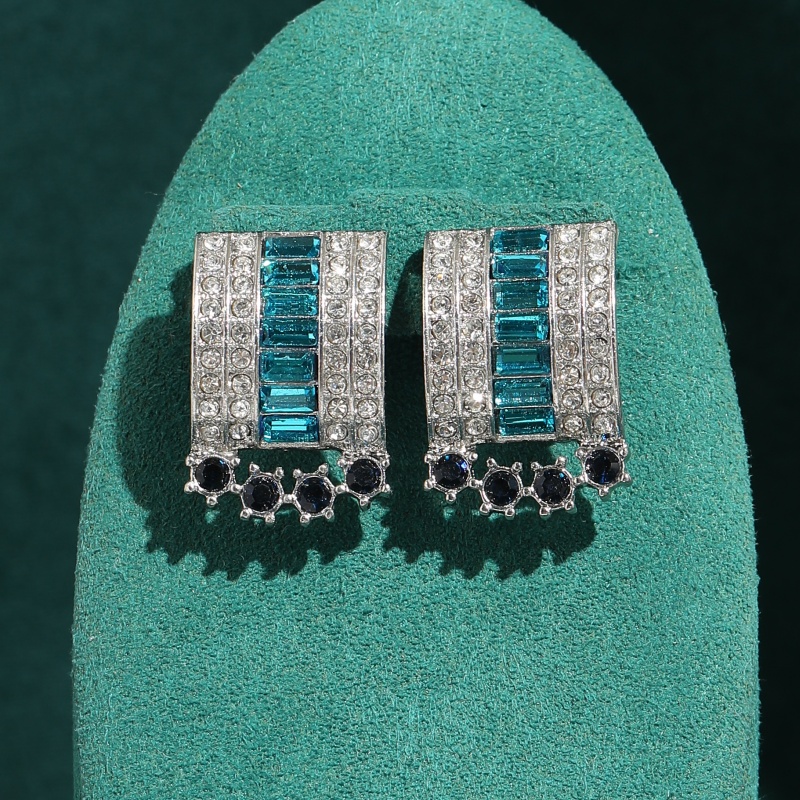 Vintage Fashion Jewelry Brands - Boucles d'oreilles géométriques vintage en cristal
