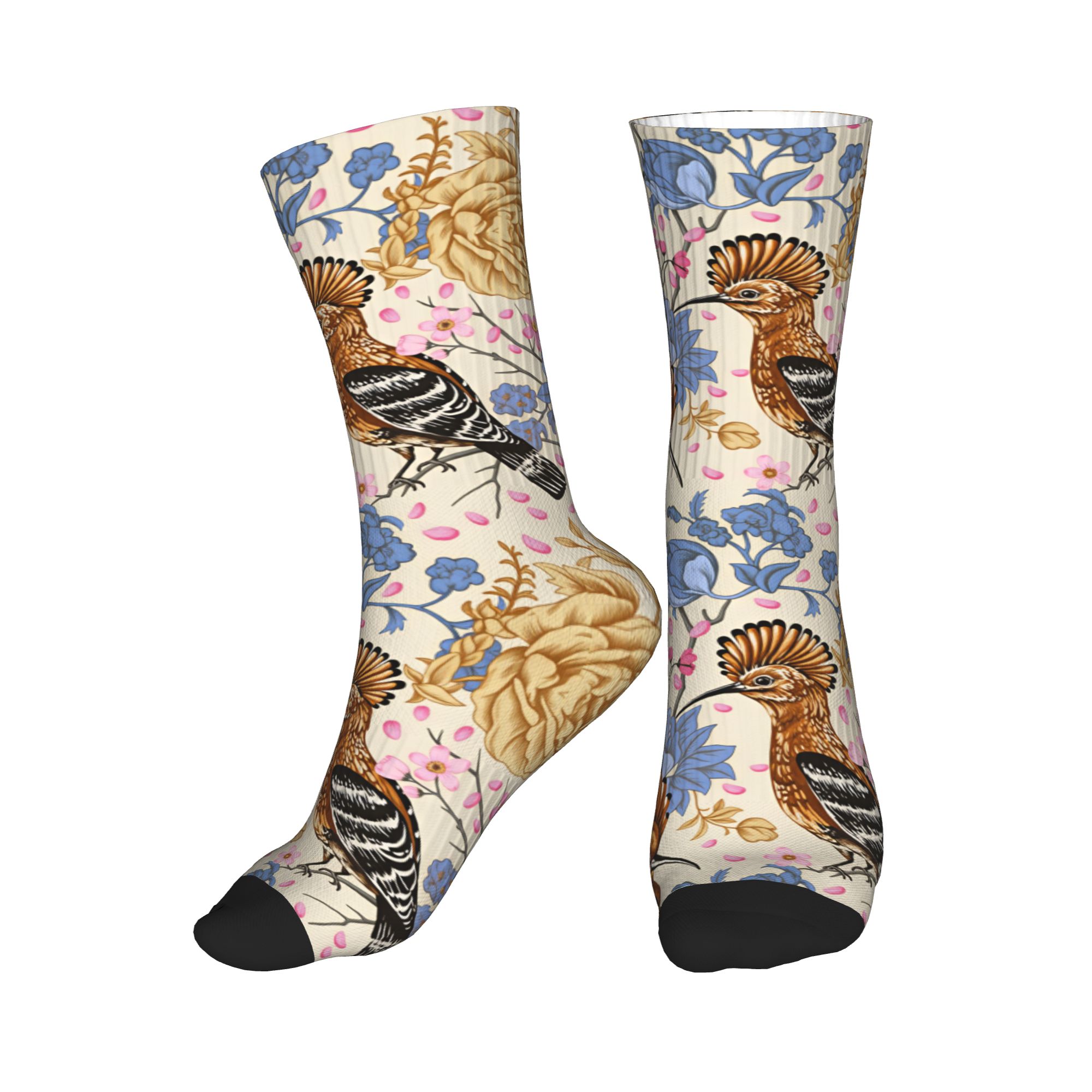 Vintage Fashion Dresses - Hoopoe Bird Blue Peony – chaussettes