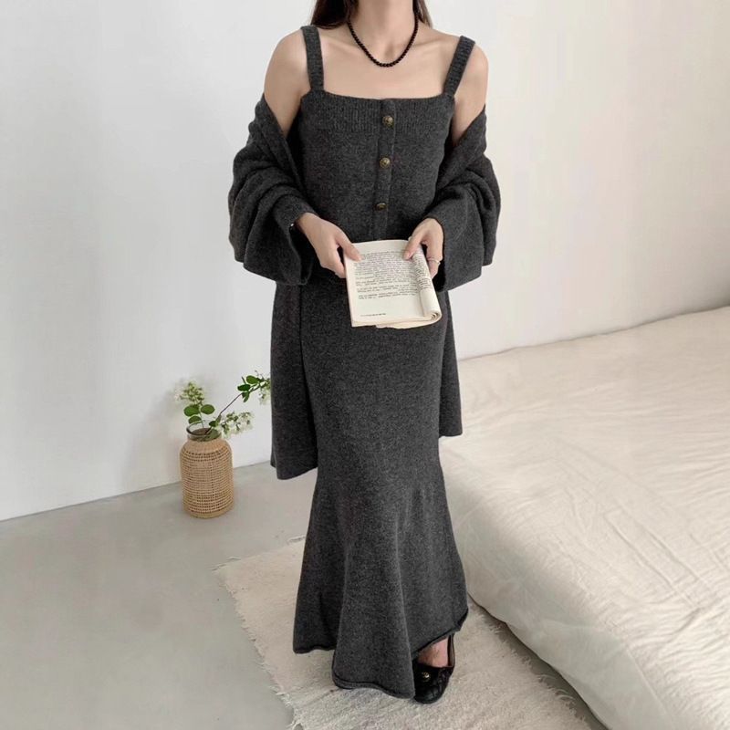 Vintage Fashion Hong Kong - Ensemble trois pièces en tricot élégant