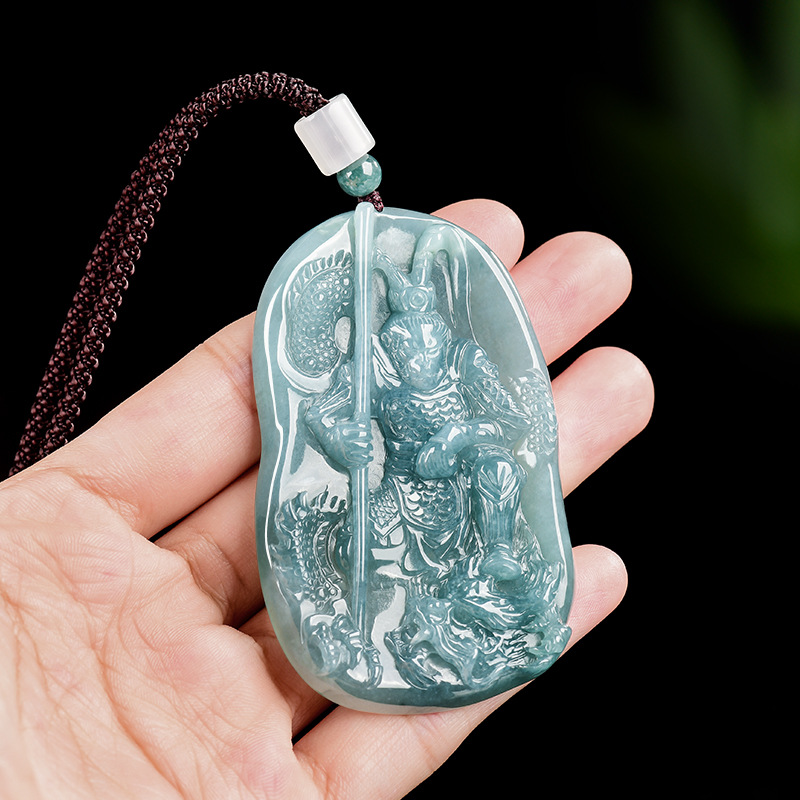 Vintage Women Fashion - Collier pendentif Roi Singe en jadéite