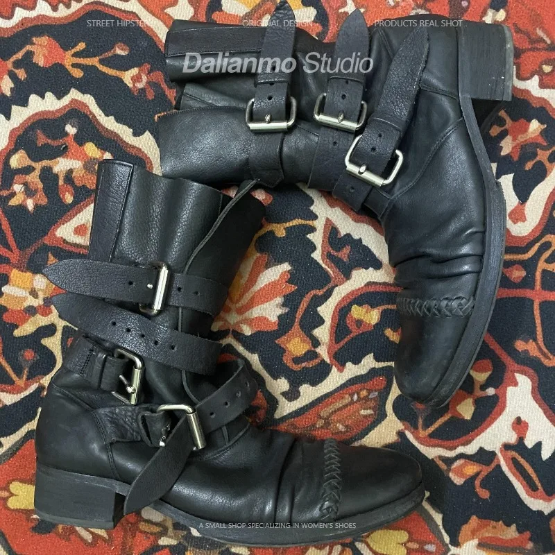 Bottes de moto en cuir véritab - Vintage Fashion Style avis et prix