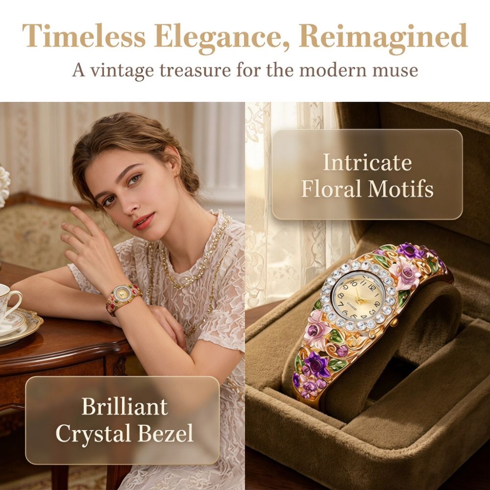 Montre vintage riche en fleurs - Vintage Fashion Week avis et prix