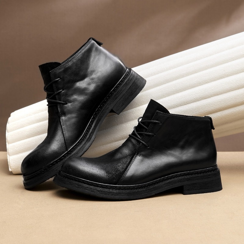 Bottes en cuir véritable vinta - Vintage Fashion Style avis et prix