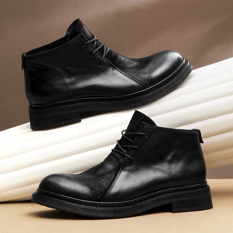 Bottes en cuir véritable vinta - Vintage Fashion Style avis et prix